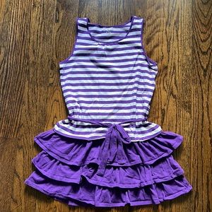 Purple striped and ruffled dress